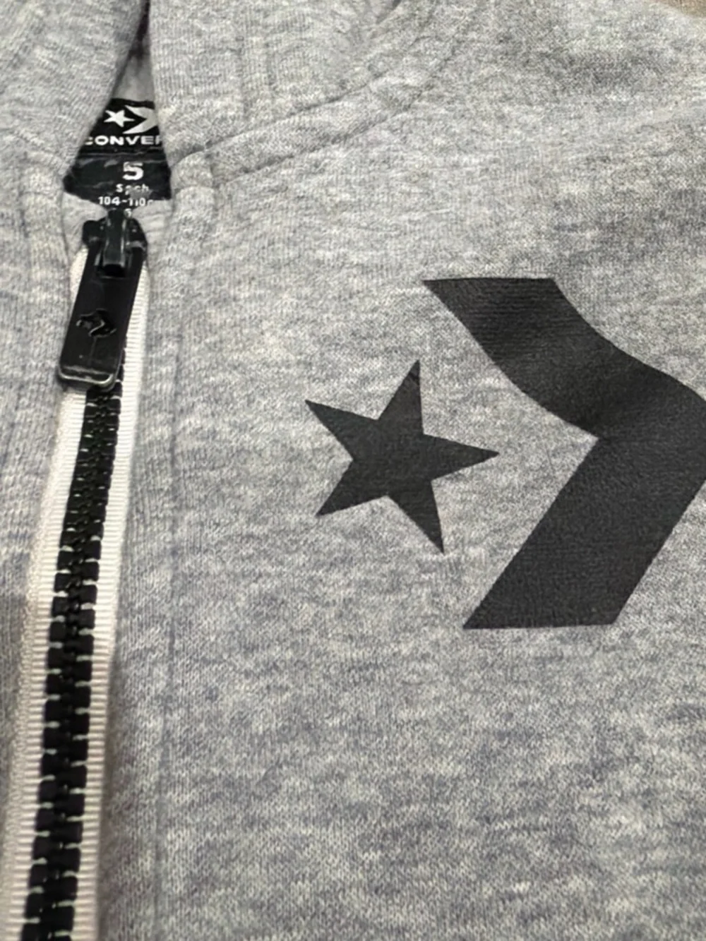 Converse Kids Light Grey Full-Zip Hoodie with Logo